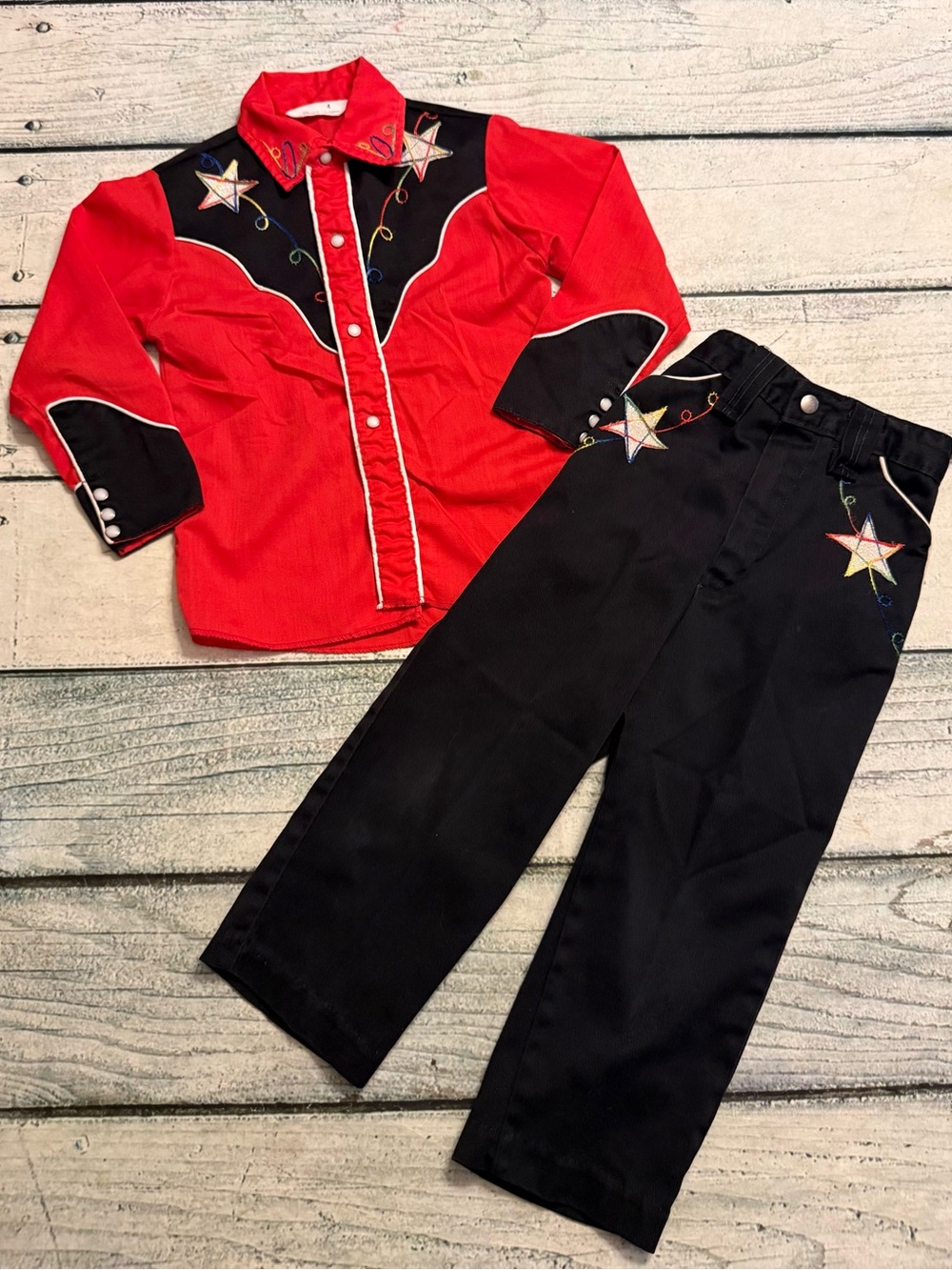 Adorable vintage 70’s Sears cowboy rodeo 2 pc. Snap button shirt and pants. 4